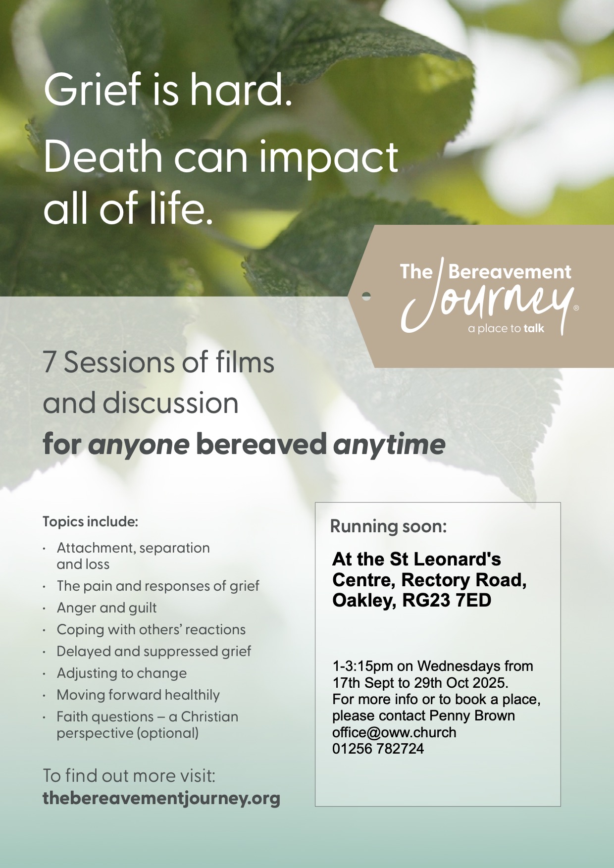 Event poster for The Bereavement Journey